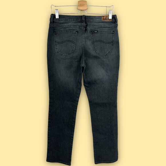 Lee (8) Short Womens Black Regular Fit Straight Leg Jeans Stone Wash Mid Rise - Picture 2 of 10